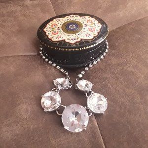 Huge crystal choker necklace 16"  on sparkle chain.